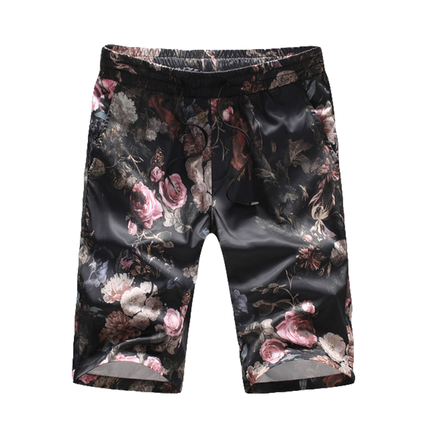 2023 Subtle Classic Red Beige Mens Floral Printed Shorts | PILAEO